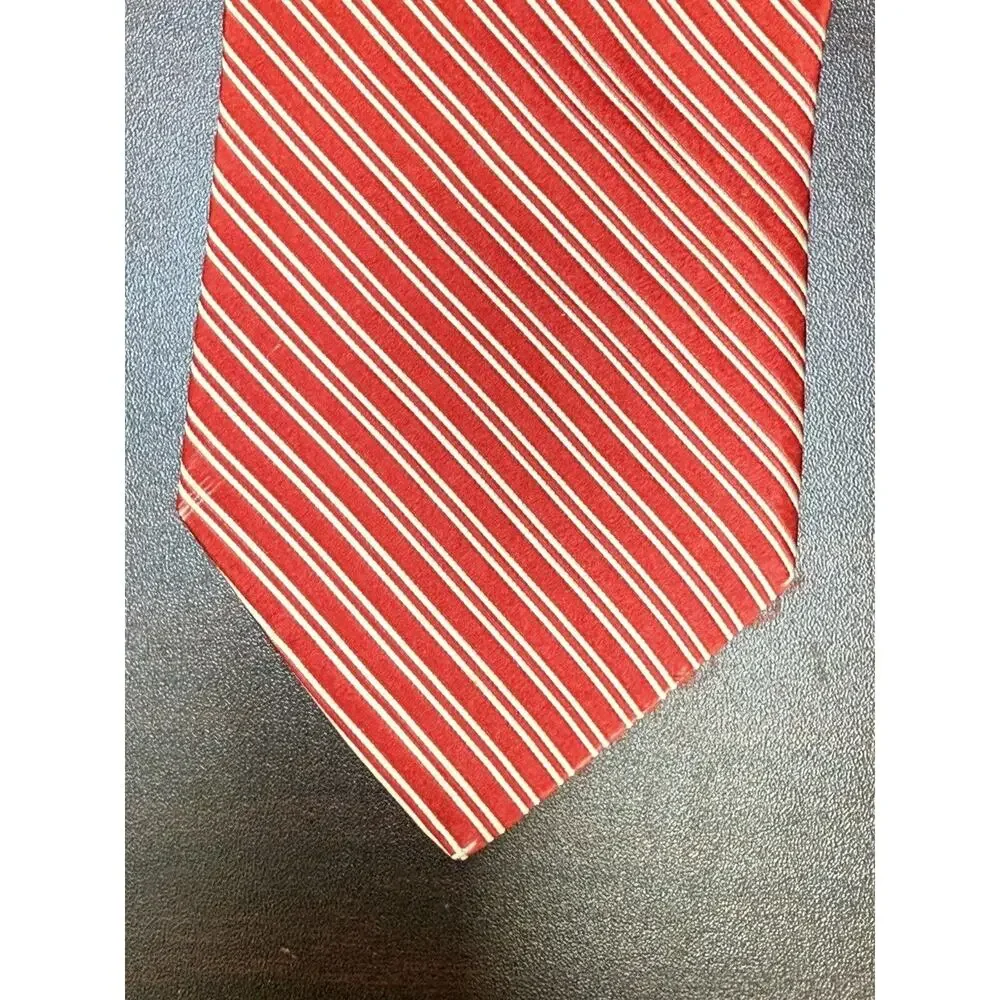 NWT Tommy Hilfiger Vintage 100%‎ Silk Necktie Red White Stripe Made In USA